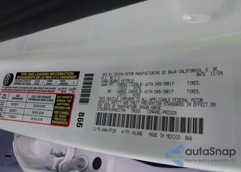 2024 Toyota Tacoma Sr5 2Wd from USA, damaged, VIN 3TMKB5FN1RM023784